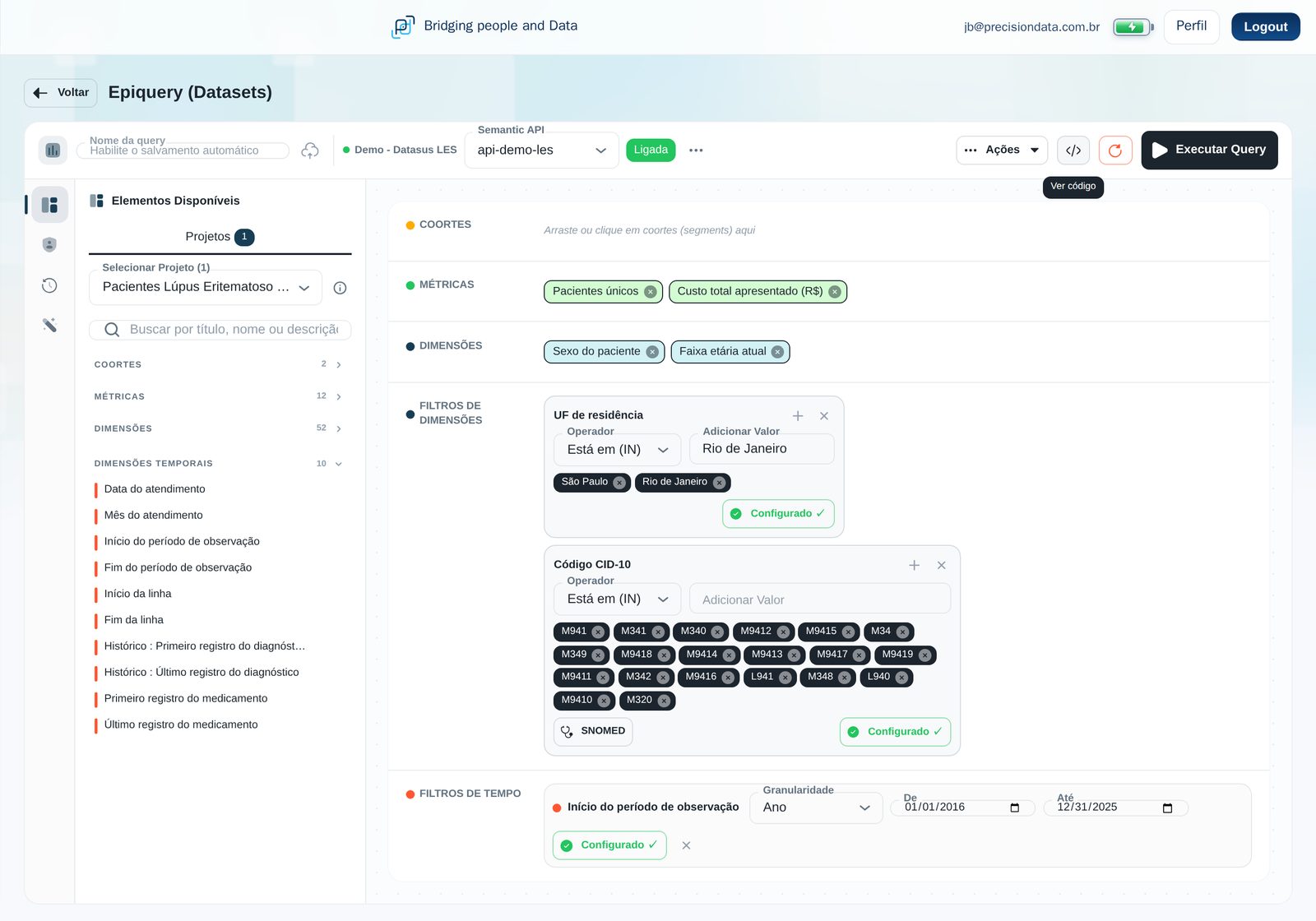 Epiquery: construtor visual de consultas